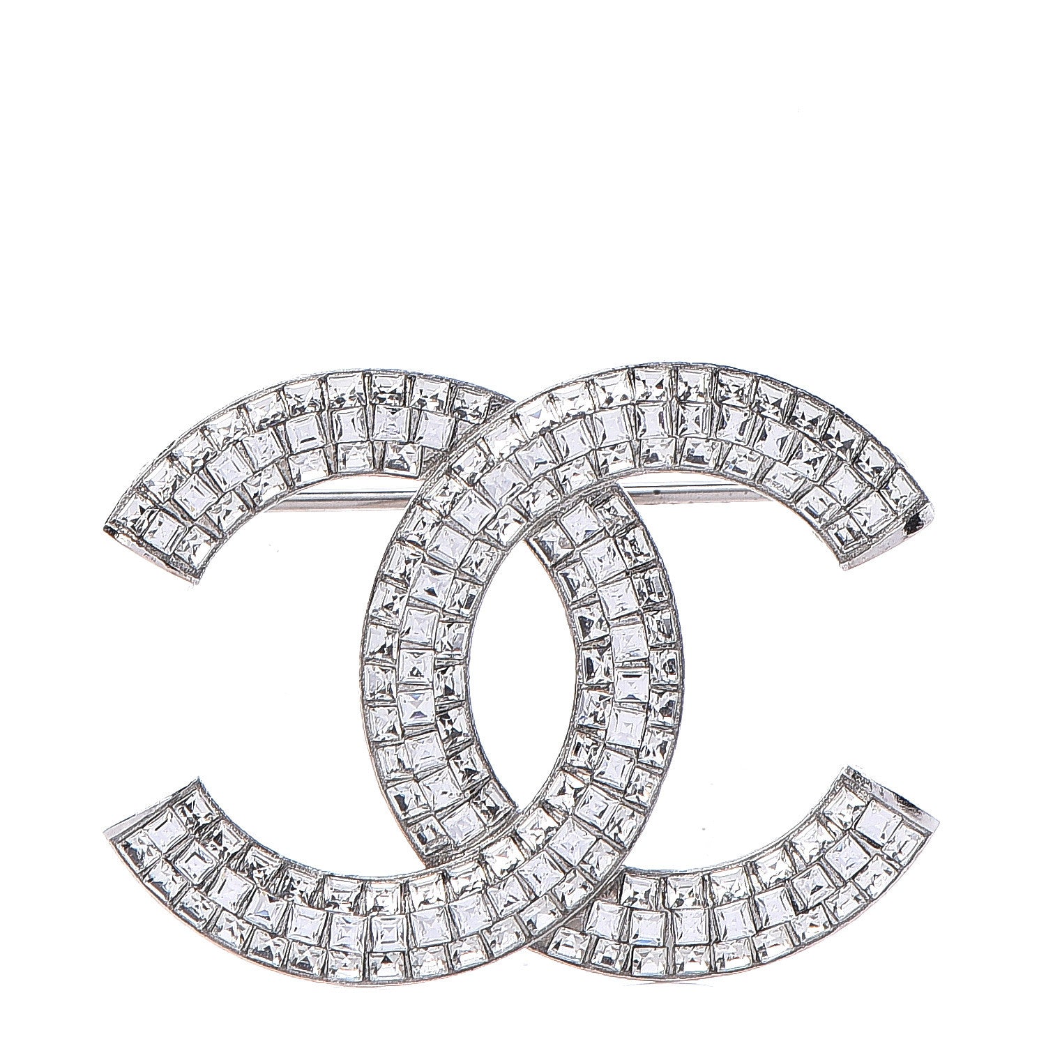 Chanel Baguette Crystal CC Brooch Silver 1 of 5