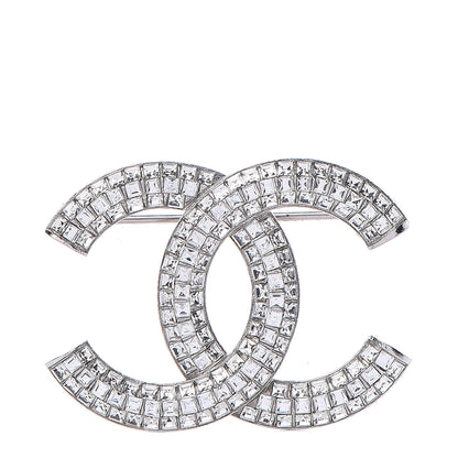 Chanel Baguette Crystal CC Brooch Silver 1 of 5