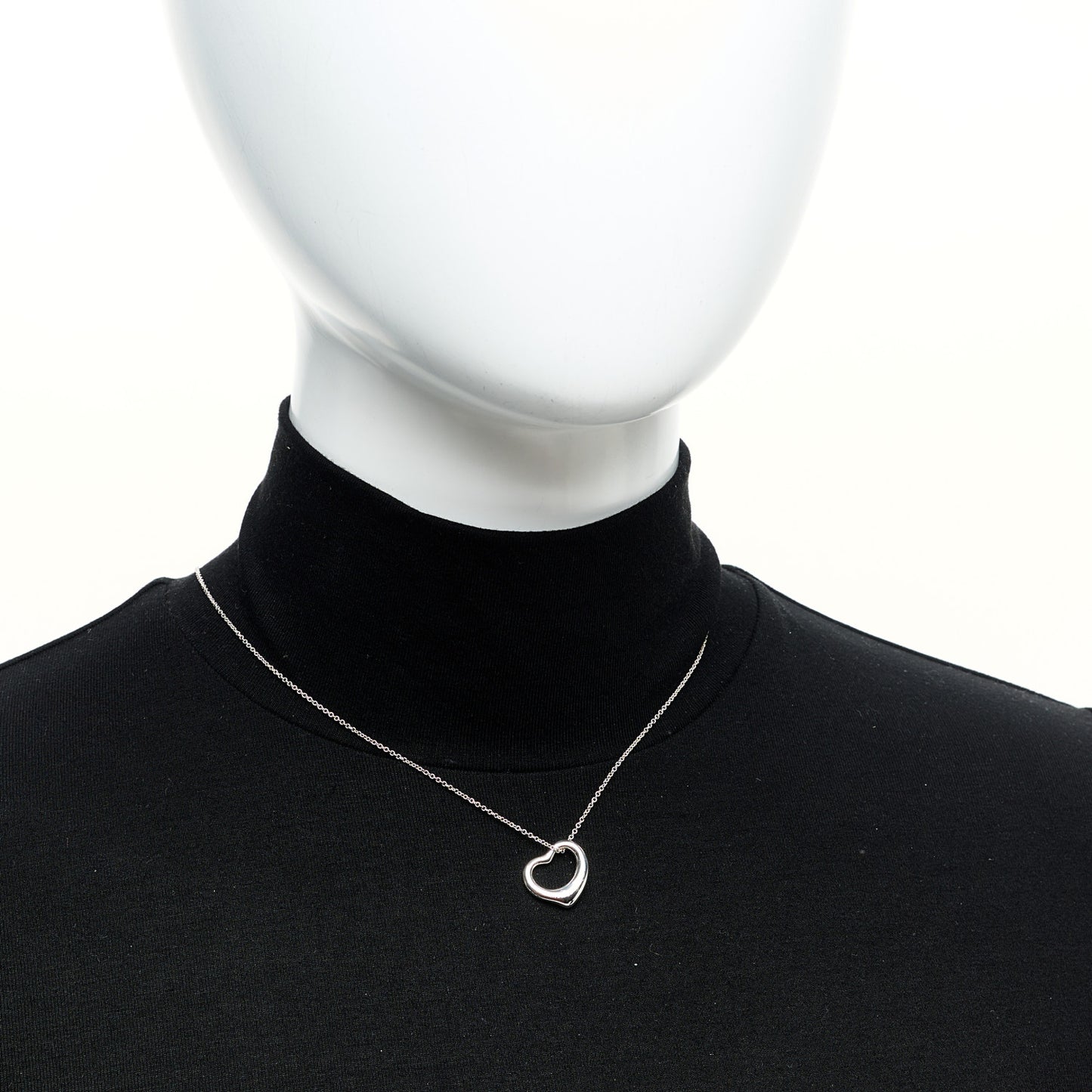 Sterling Silver 16mm Elsa Peretti Open Heart Pendant Necklace
