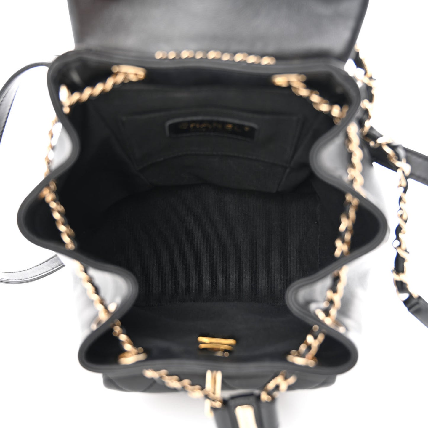 Lambskin Quilted Small Duma Drawstring Backpack Black