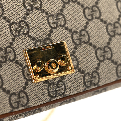 Gucci GG Supreme Monogram Calfskin Padlock Chain Wallet Beige Black Cuir 12 of 14