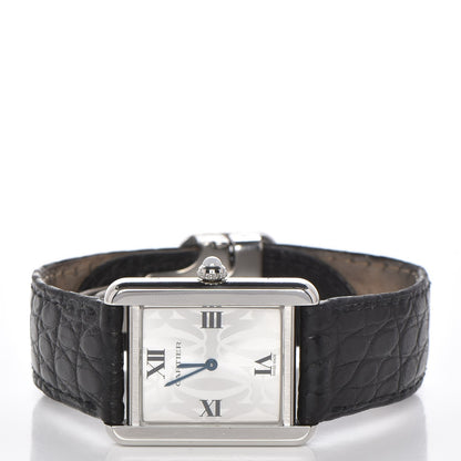 Cartier Stainless Steel Alligator 24mm Tank Solo Logo Quartz Watch 3 of 11