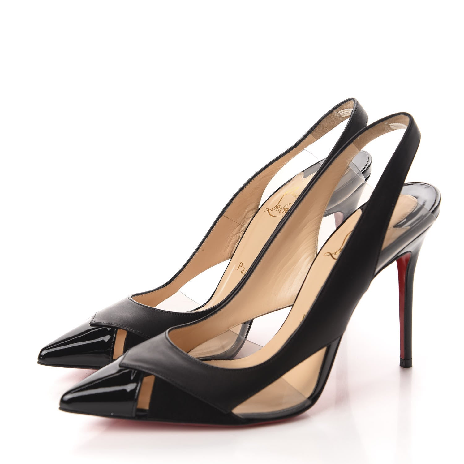 Christian Louboutin Patent Suede Calfskin Air Chance 100 Pumps 36.5 Black 3 of 9