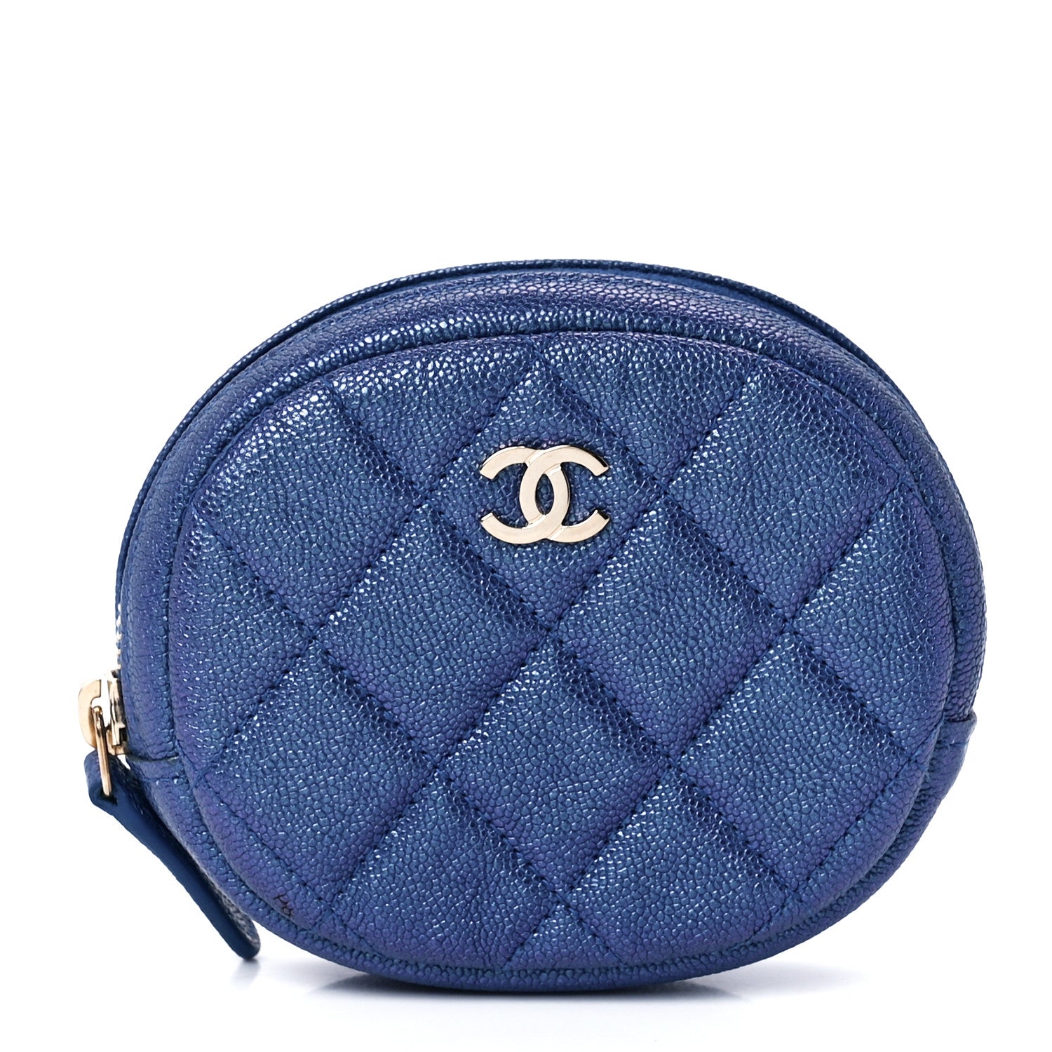 Chanel Iridescent Caviar Quilted Zip Around Classic Coin Purse Blue 1 of 11