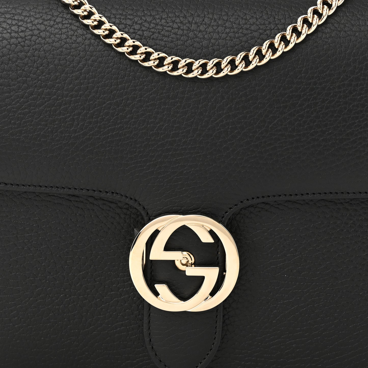 Dollar Calfskin Interlocking G Shoulder Bag Black