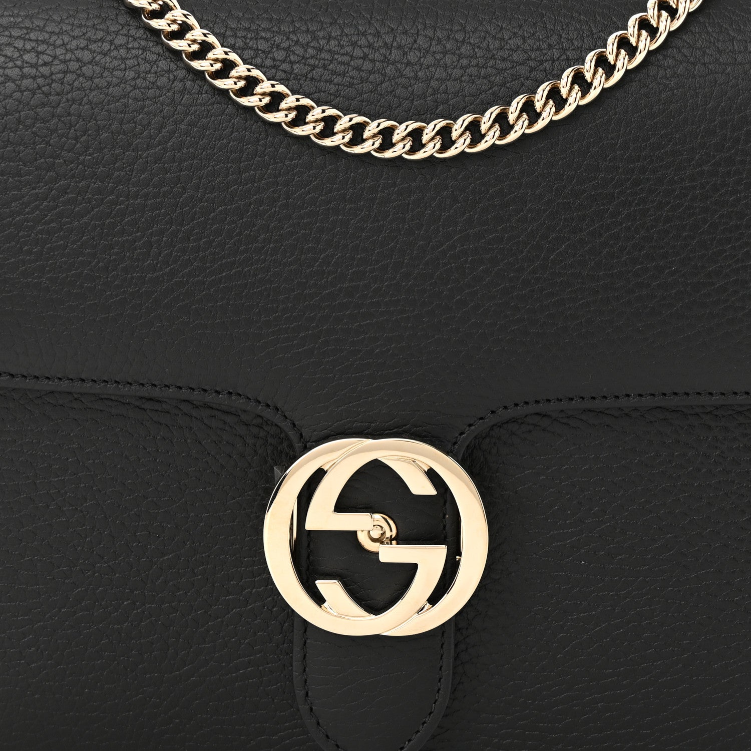 Gucci Dollar Calfskin Interlocking G Shoulder Bag Black 8 of 10