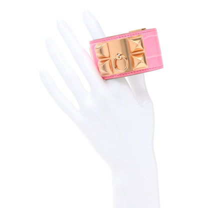 Hermes Matte Alligator Collier De Chien CDC Bracelet T3 5P Pink 2 of 6