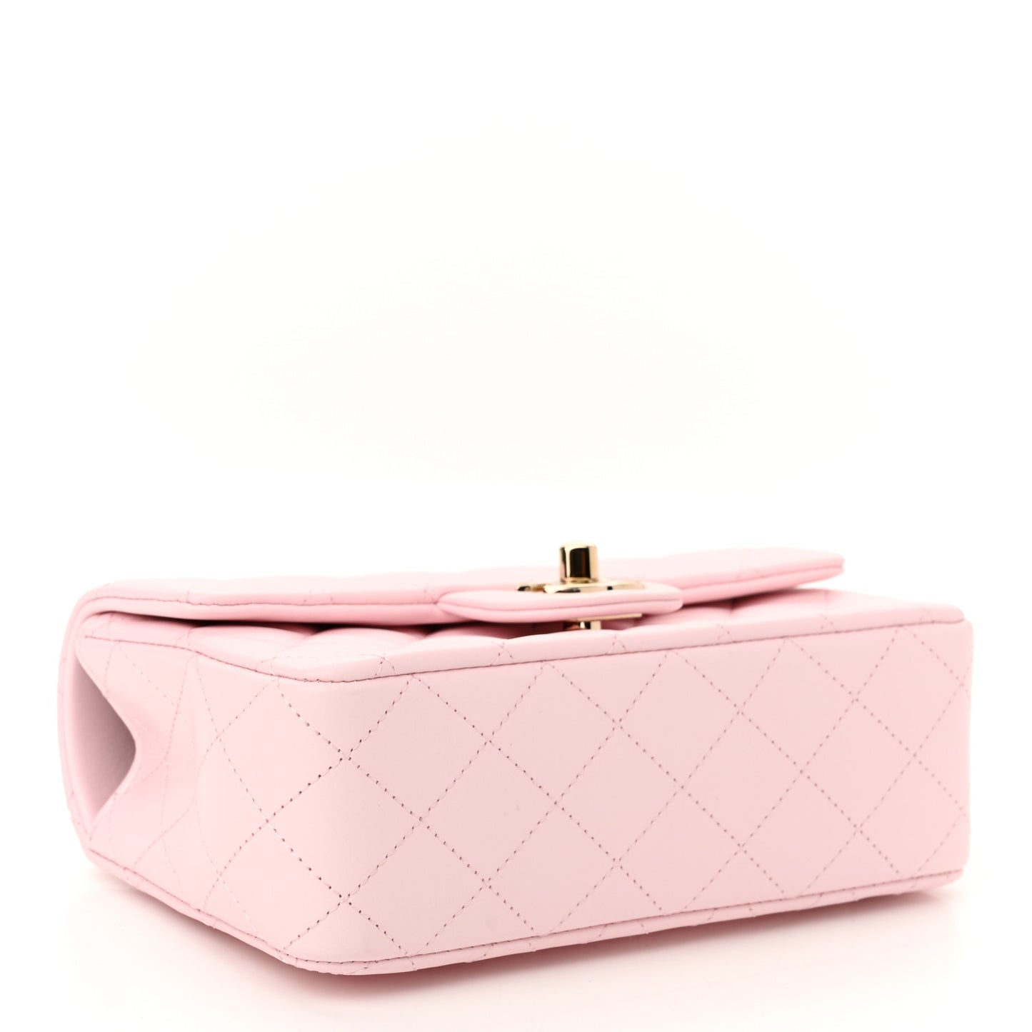 Lambskin Quilted Mini Top Handle Rectangular Flap Light Pink