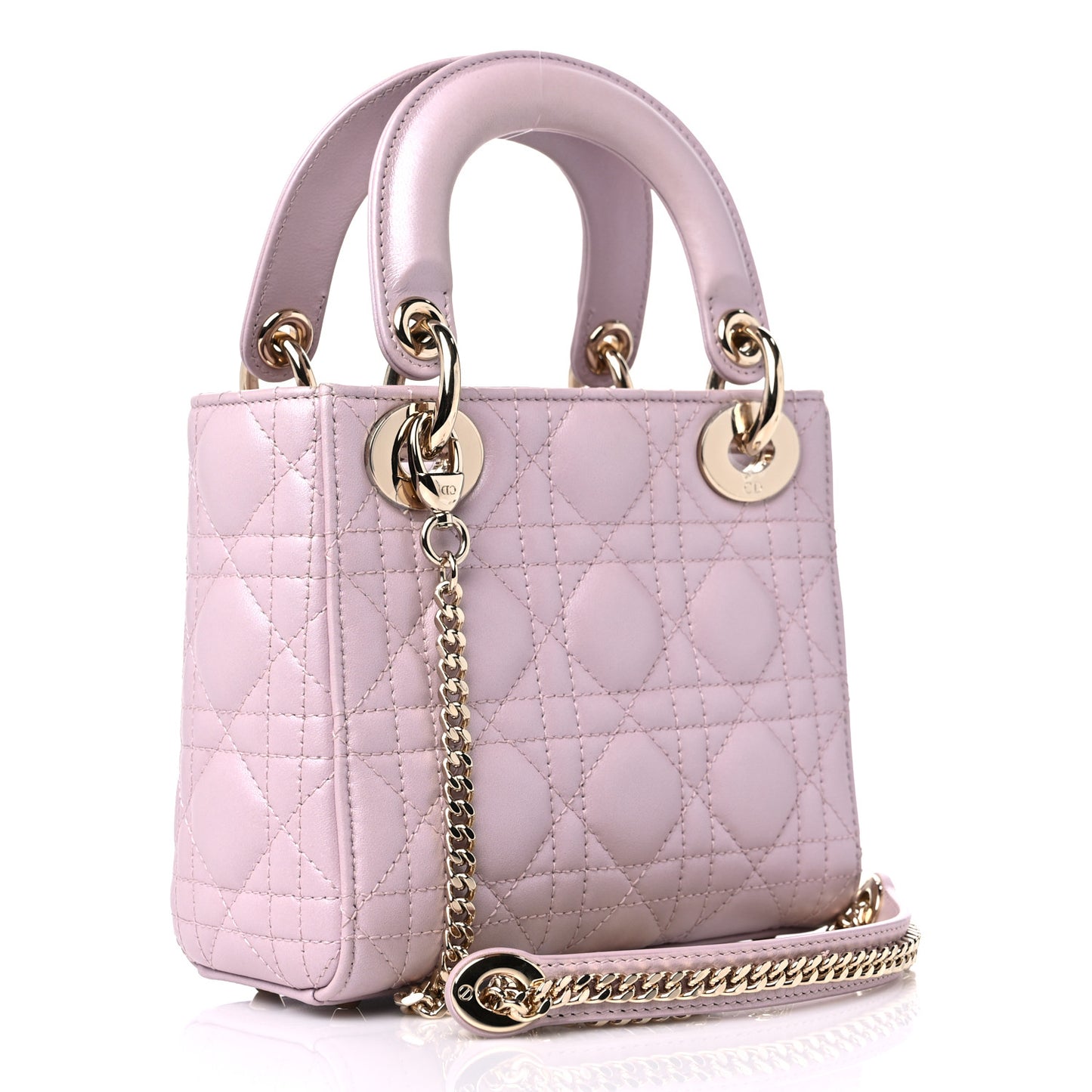 Metallic Lambskin Cannage Mini Lady Dior Lotus
