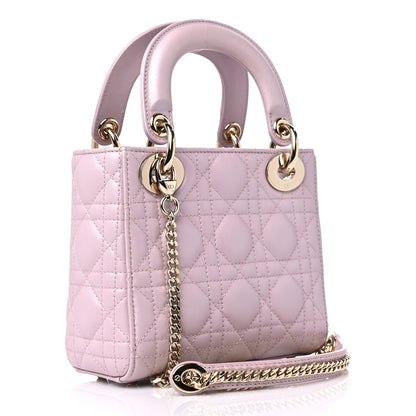Christian Dior Metallic Lambskin Cannage Mini Lady Dior Lotus 3 of 9