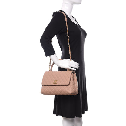 Chanel Caviar Quilted Small Coco Handle Flap Light Beige 2 of 10