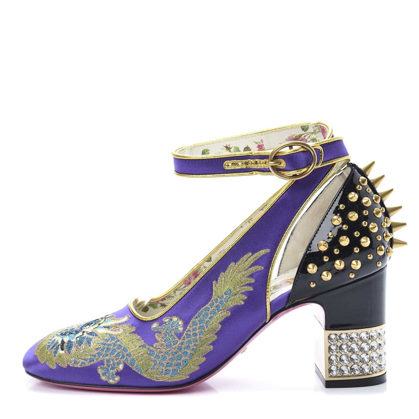 Satin Embroidered Dragon Caspar Pumps 36 Purple Oro Vecchio Black