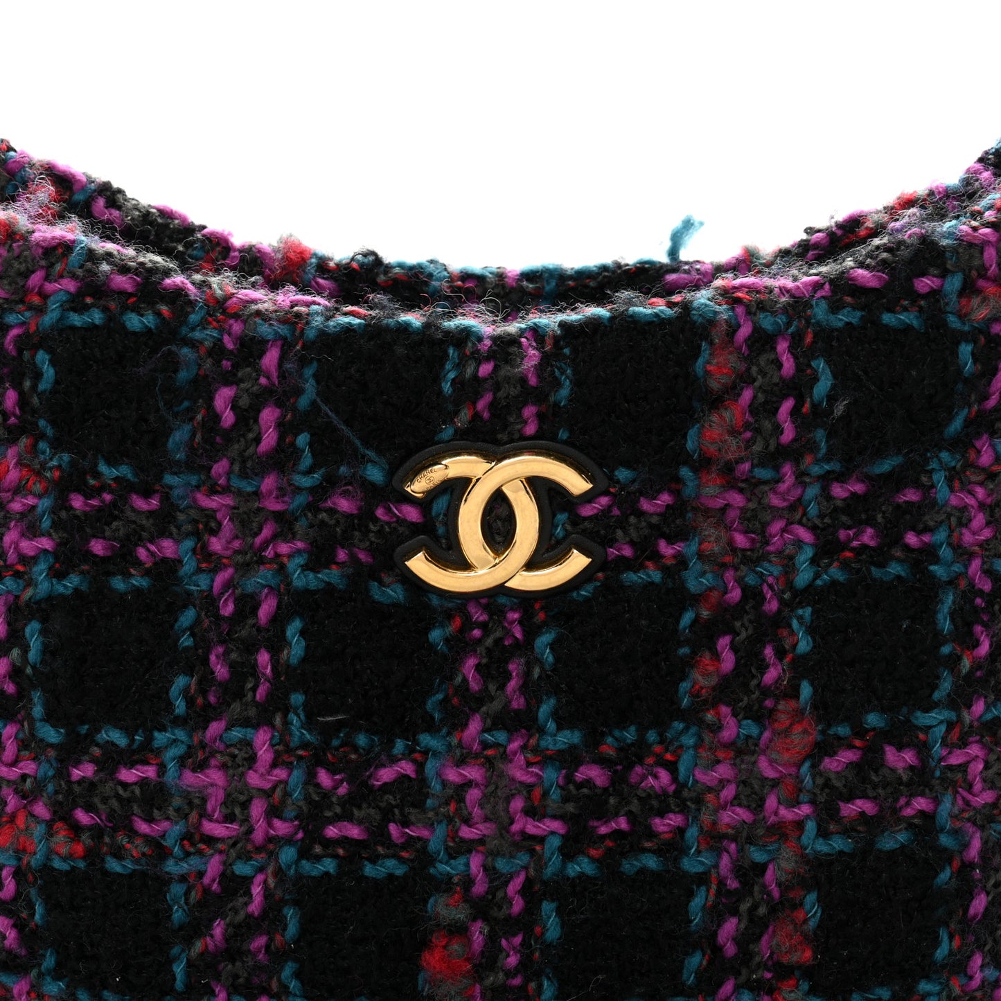 Cashmere Tweed Quilted CC Links Hobo Purple Multicolor
