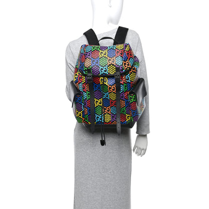 Gucci GG Supreme Monogram Psychedelic Medium Double Buckle Backpack Black Multicolor 2 of 11