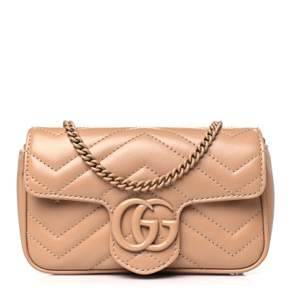Gucci Calfskin Matelasse Monochrome Super Mini GG Marmont Shoulder Bag Camelia 1 of 10