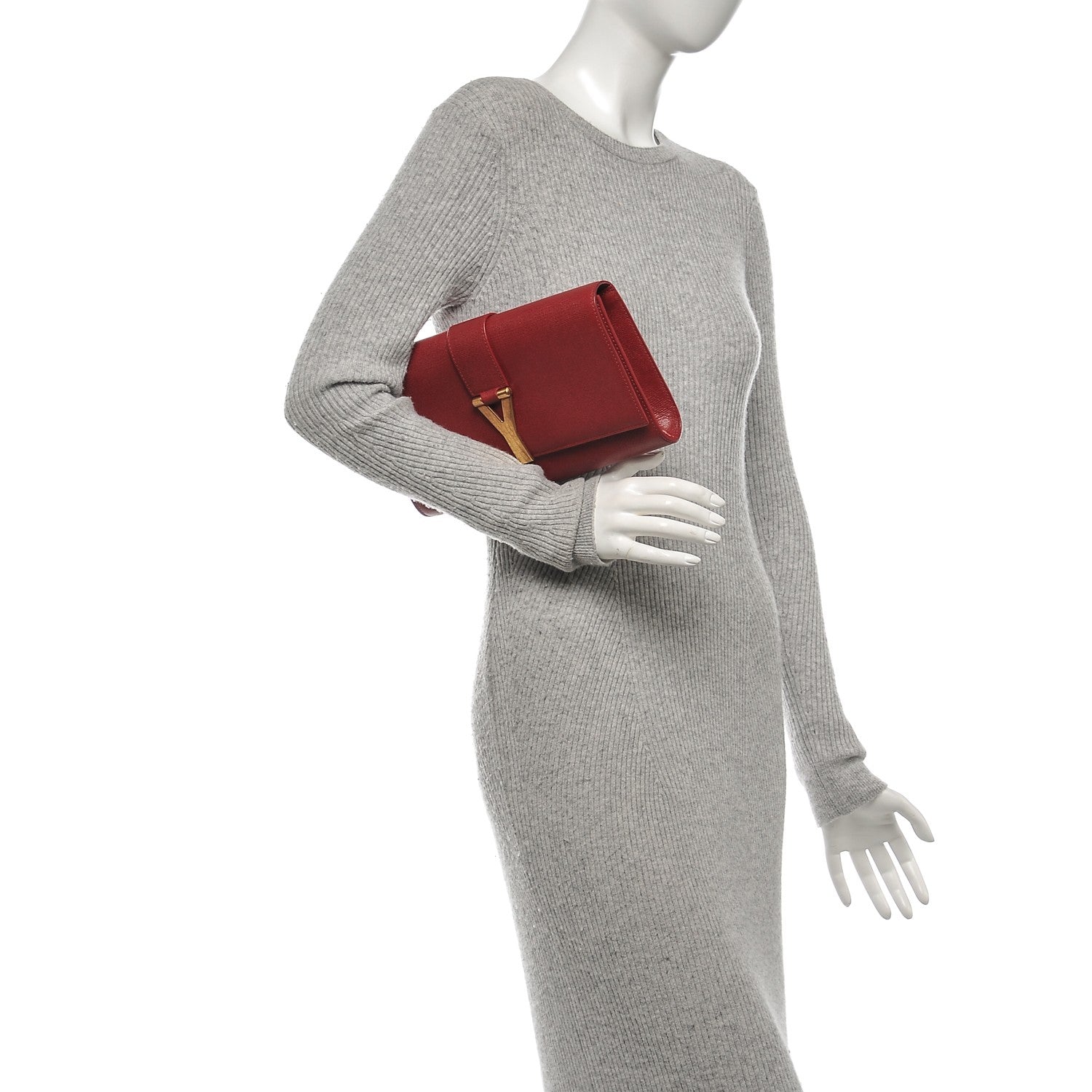 Saint Laurent Calfskin Classic Y Ligne Clutch Red 2 of 9