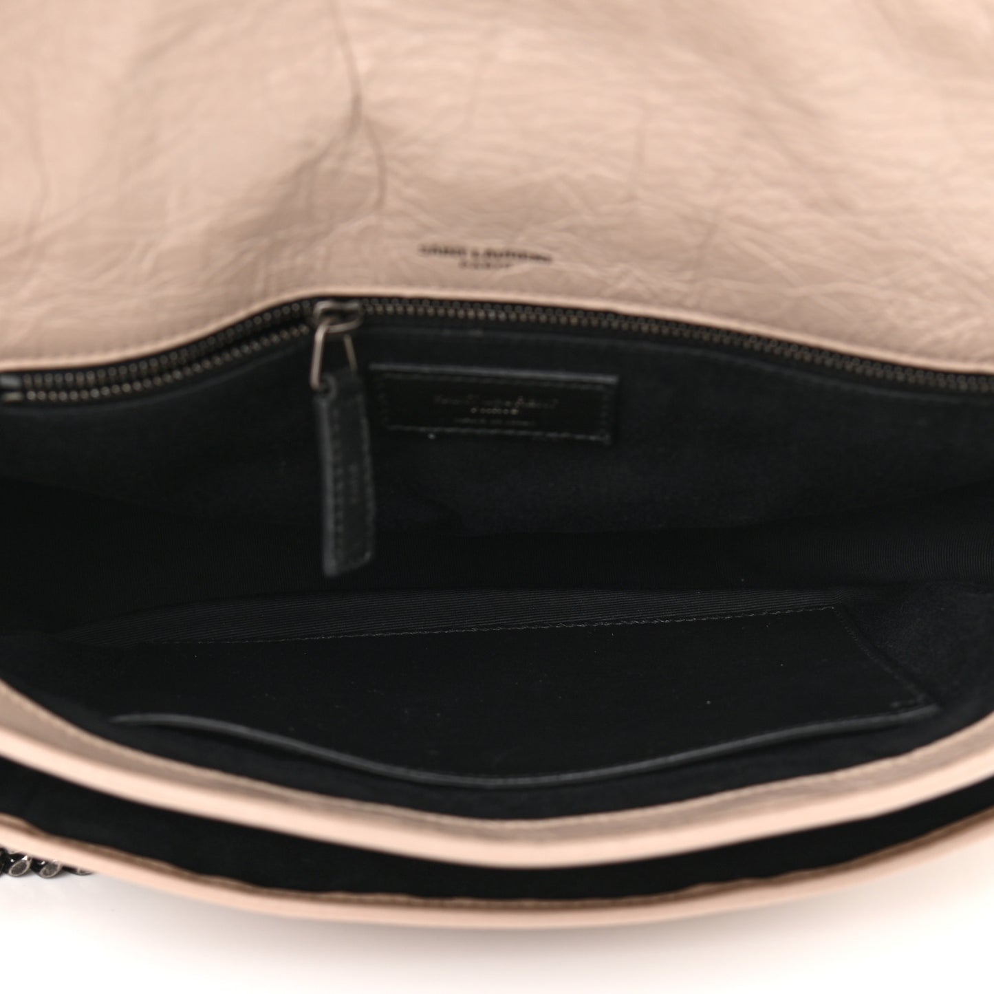 Crinkled Calfskin Matelasse Monogram Medium Niki Chain Satchel Natural