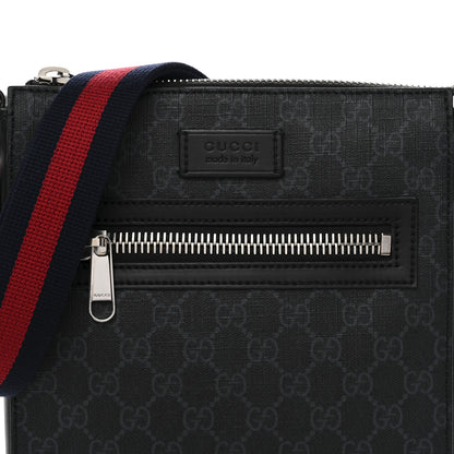 Gucci GG Supreme Monogram Web Small Flat Messenger Bag Black Grey 8 of 10