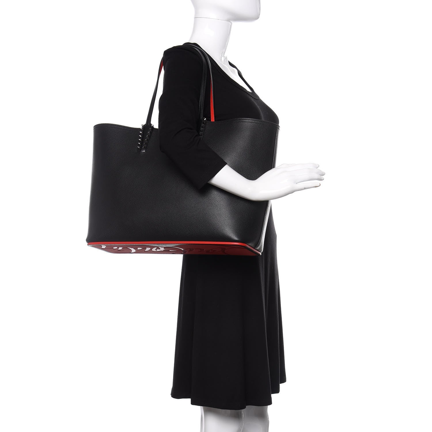Christian Louboutin Calfskin Spikes East West Cabata Tote Black 2 of 12