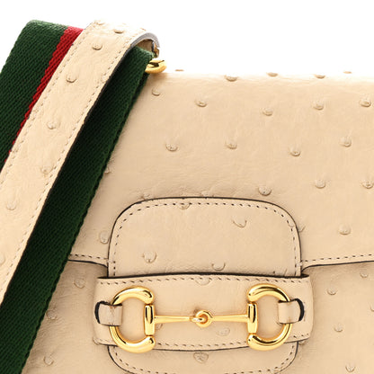Gucci Ostrich Medium Horsebit 1955 Shoulder Bag White 8 of 12