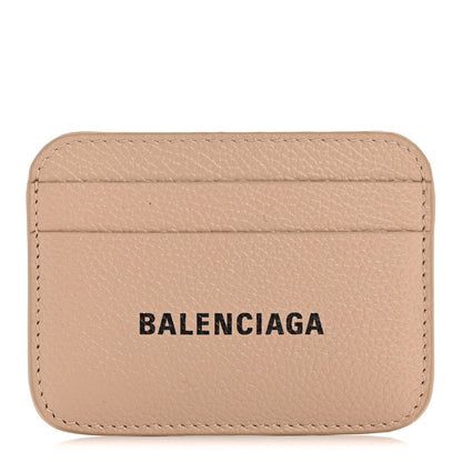 Balenciaga Grained Calfskin Logo Cash Rounded Card Holder Beige 1 of 8