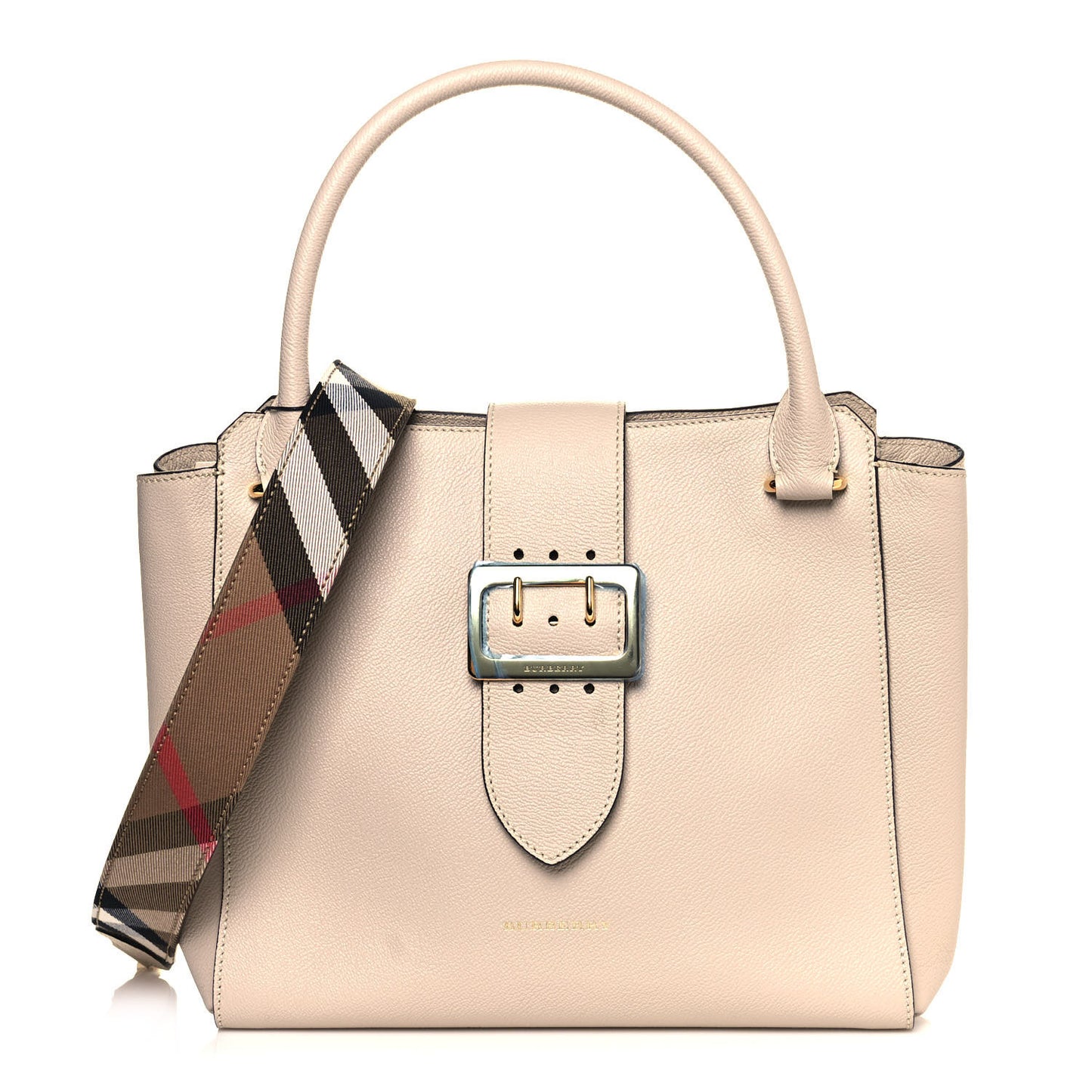Soft Grain Calfskin Medium Buckle Tote Limestone