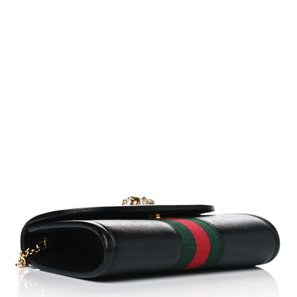Gucci Textured Calfskin Web Mini Rajah Slim Flap Shoulder Bag Black 3 of 4