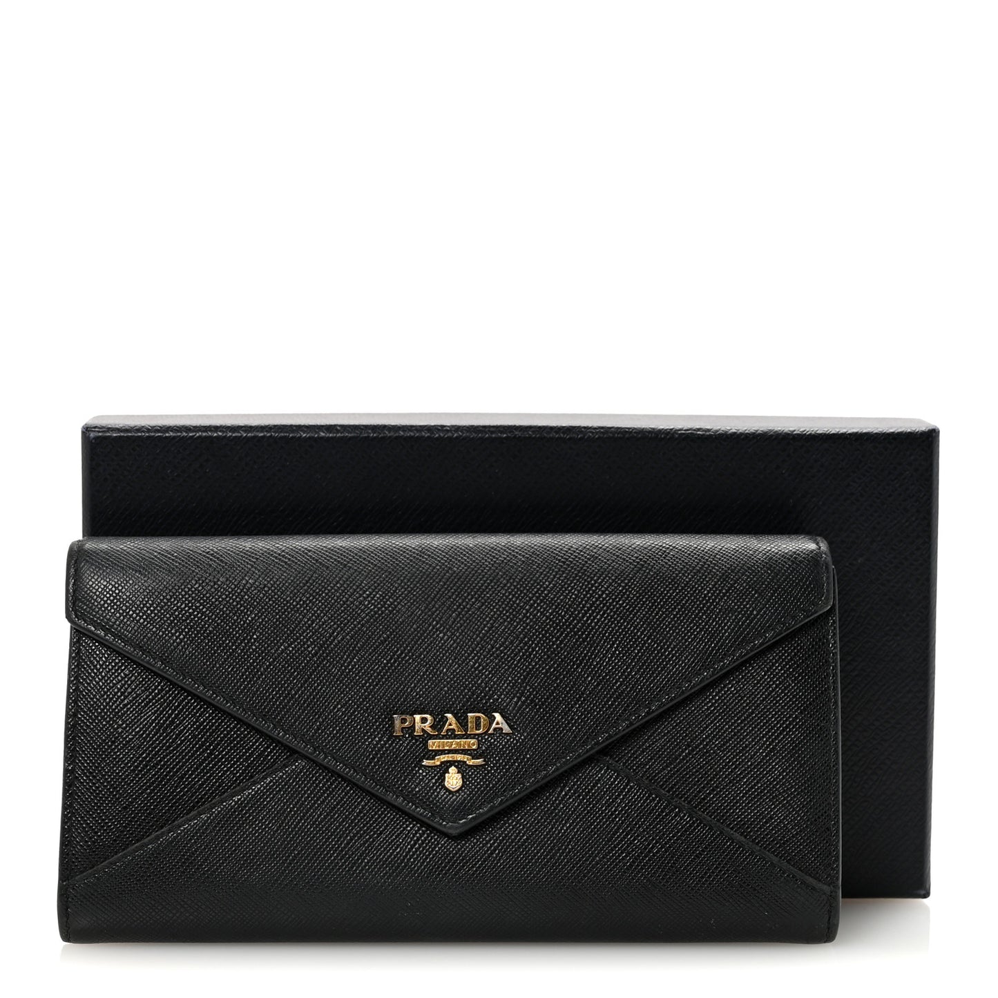 Saffiano Metal Envelope Wallet Black