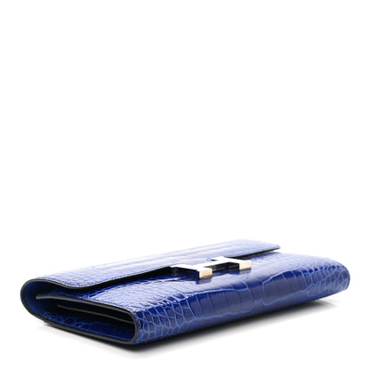Hermes Shiny Alligator Constance Long Wallet Bleu Electric 4 of 11