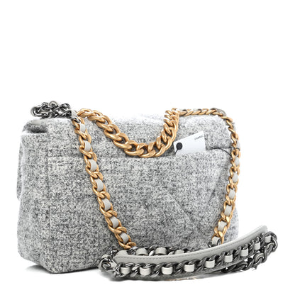 Chanel Tweed Quilted Medium Chanel 19 Flap Grey Ecru 2 of 4