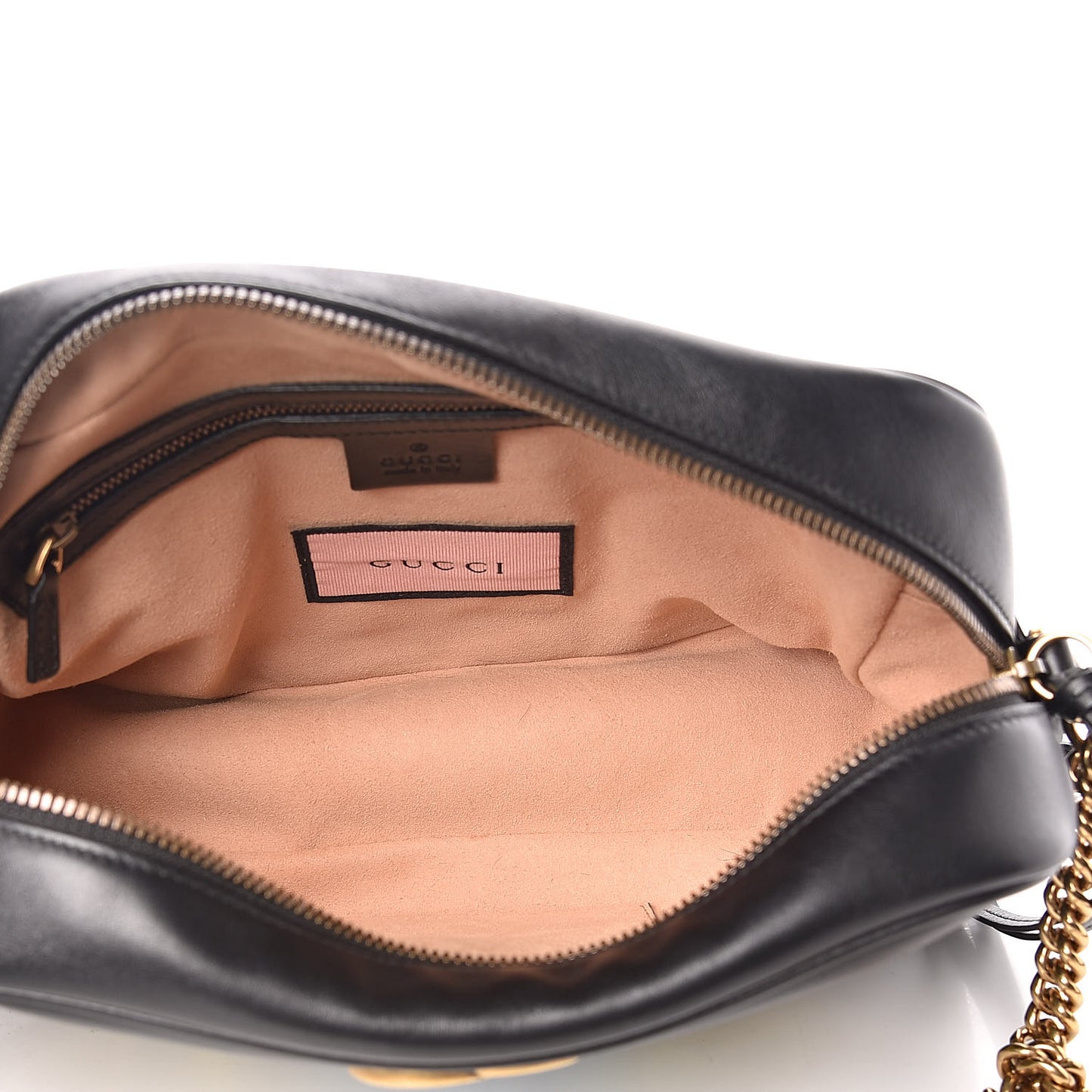 Calfskin Matelasse GucciGhost Medium GG Marmont Chain Shoulder Bag Black New Acquamarine