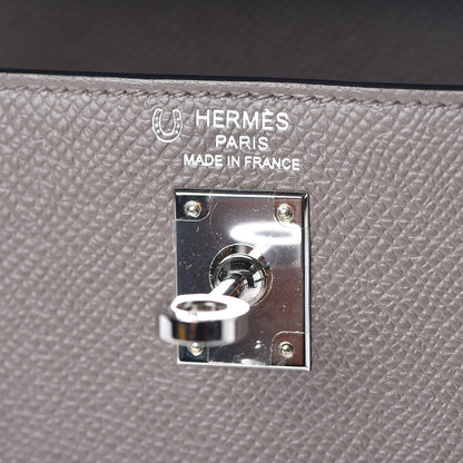 Hermes Epsom Bi Color Horseshoe Kelly Sellier 25 Etain Black 29 of 40