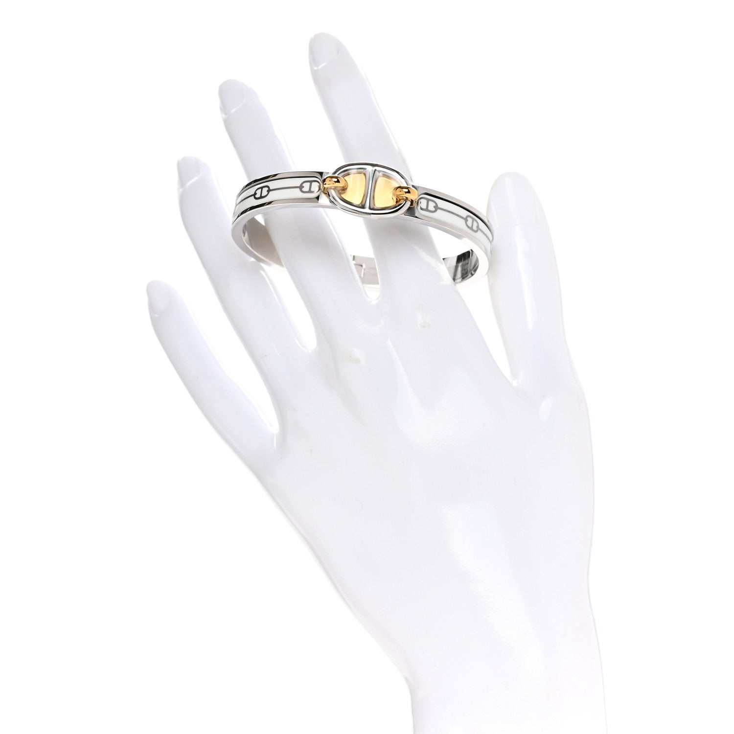 Hermes Enamel Mini Farandole Clic Chaine D'Ancre Bracelet Platine White 2 of 5