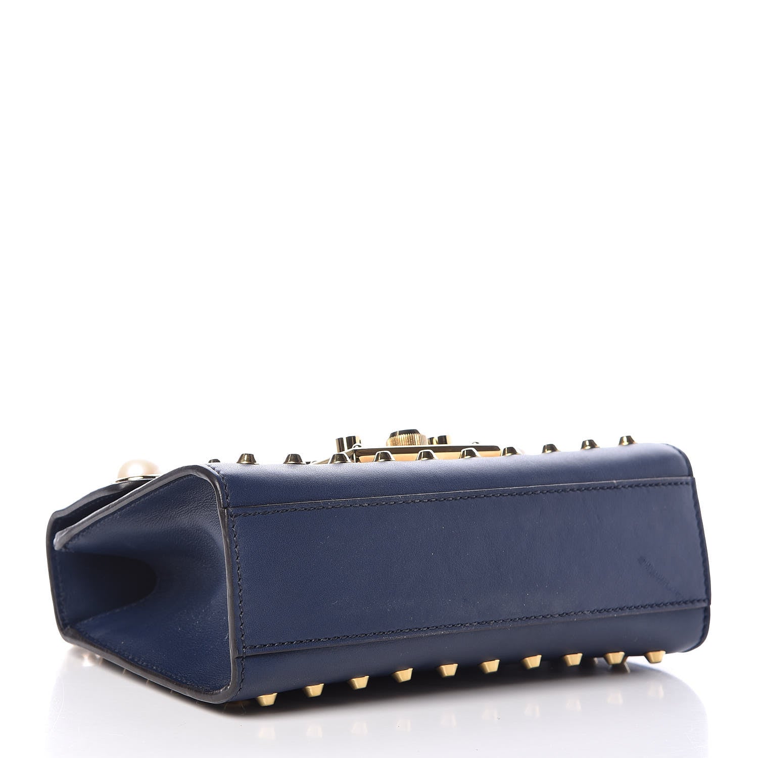 Gucci Calfskin Studded Small Padlock Shoulder Bag Blue Agata 4 of 10