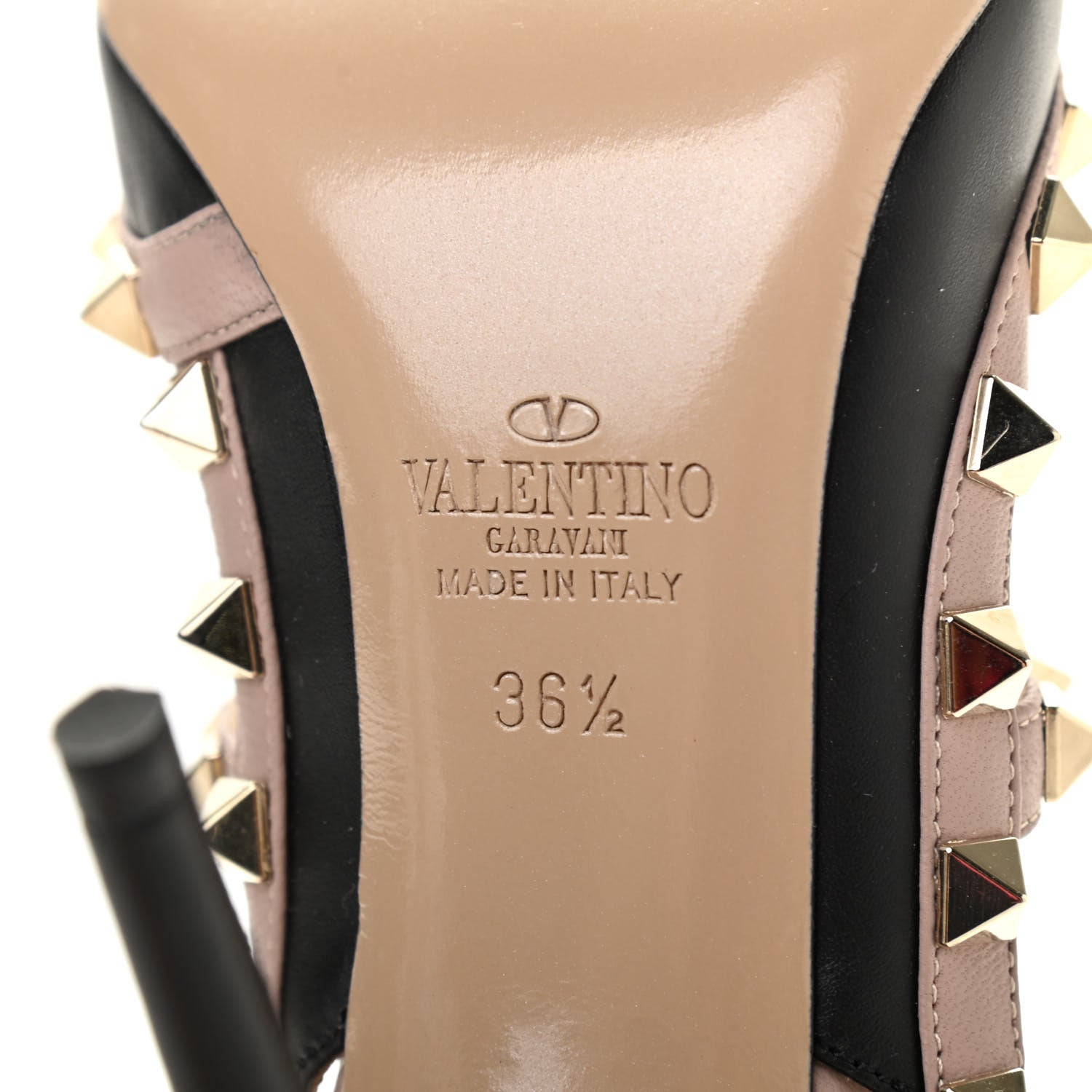 Valentino Garavani Nappa Rockstud Ankle Strap Pumps 36.5 Black Poudre 7 of 8