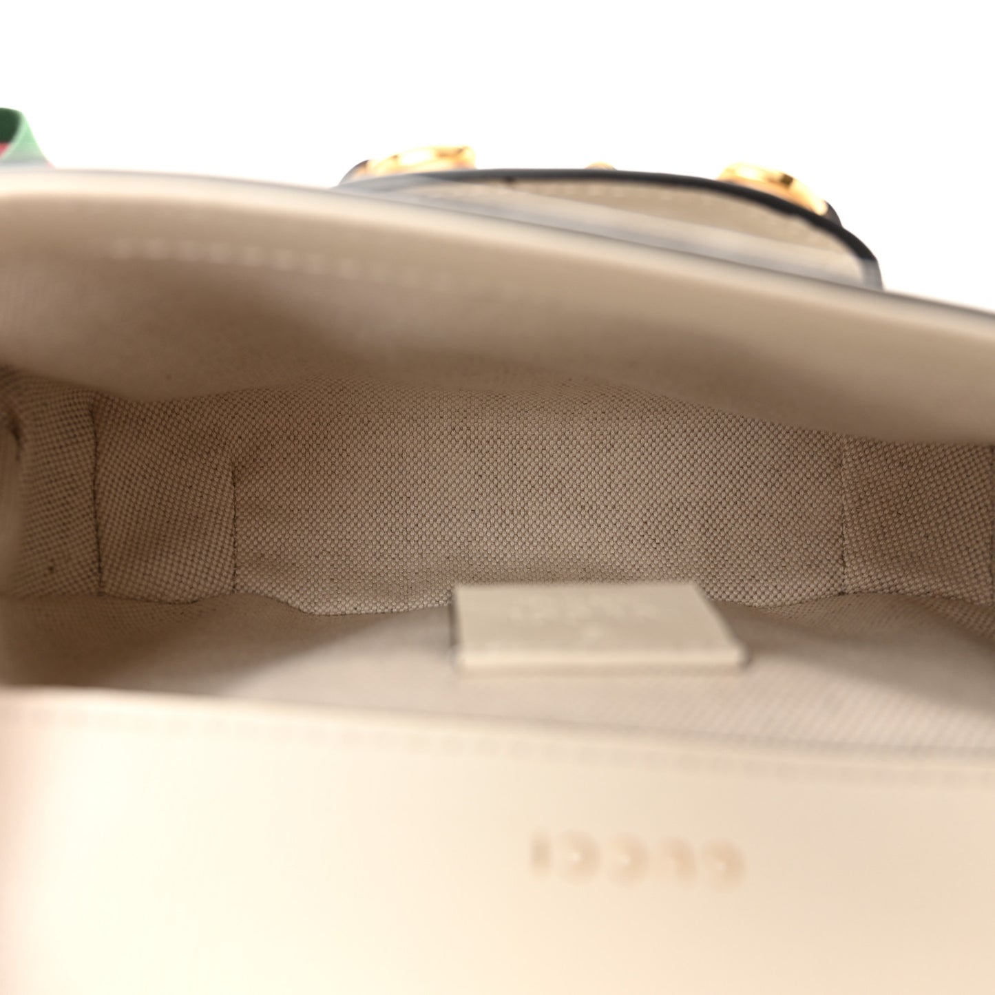 GG Supreme Monogram Web Mini Horsebit 1955 Shoulder Bag Beige Mystic White