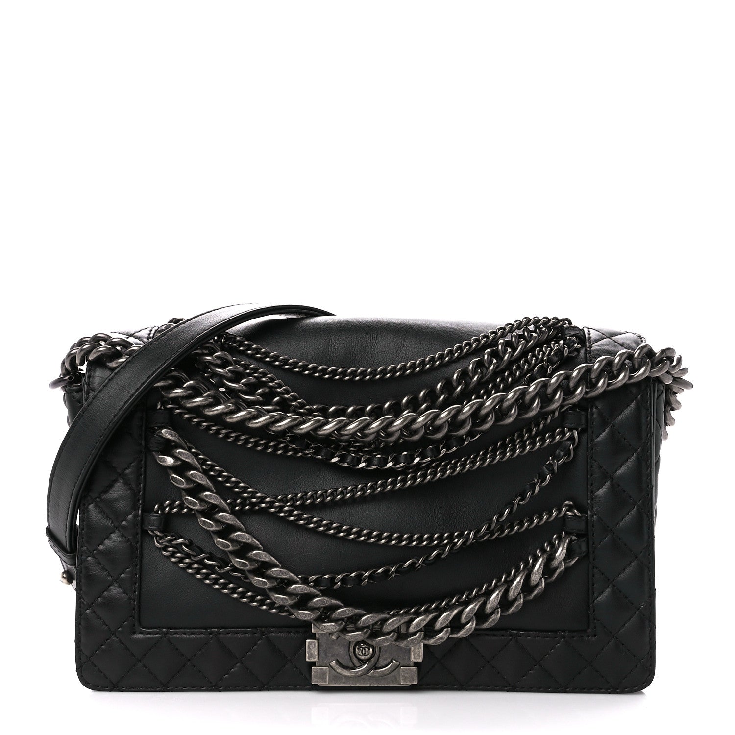 Chanel Calfskin Enchained Medium Boy Flap Black 1 of 11