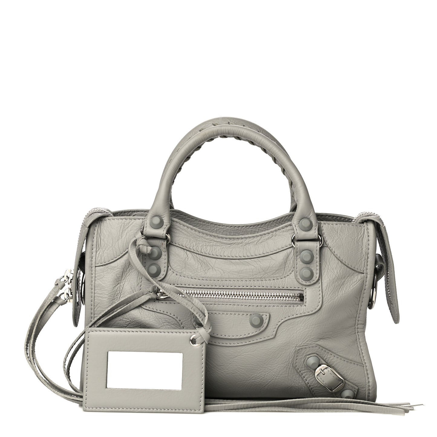 Matte Goatskin Rubber Covered Classic Hardware Mini City Gris Glace