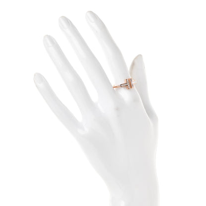 Tiffany 18K Rose Gold Diamond Mother of Pearl T Wire Ring 57 8 2 of 5