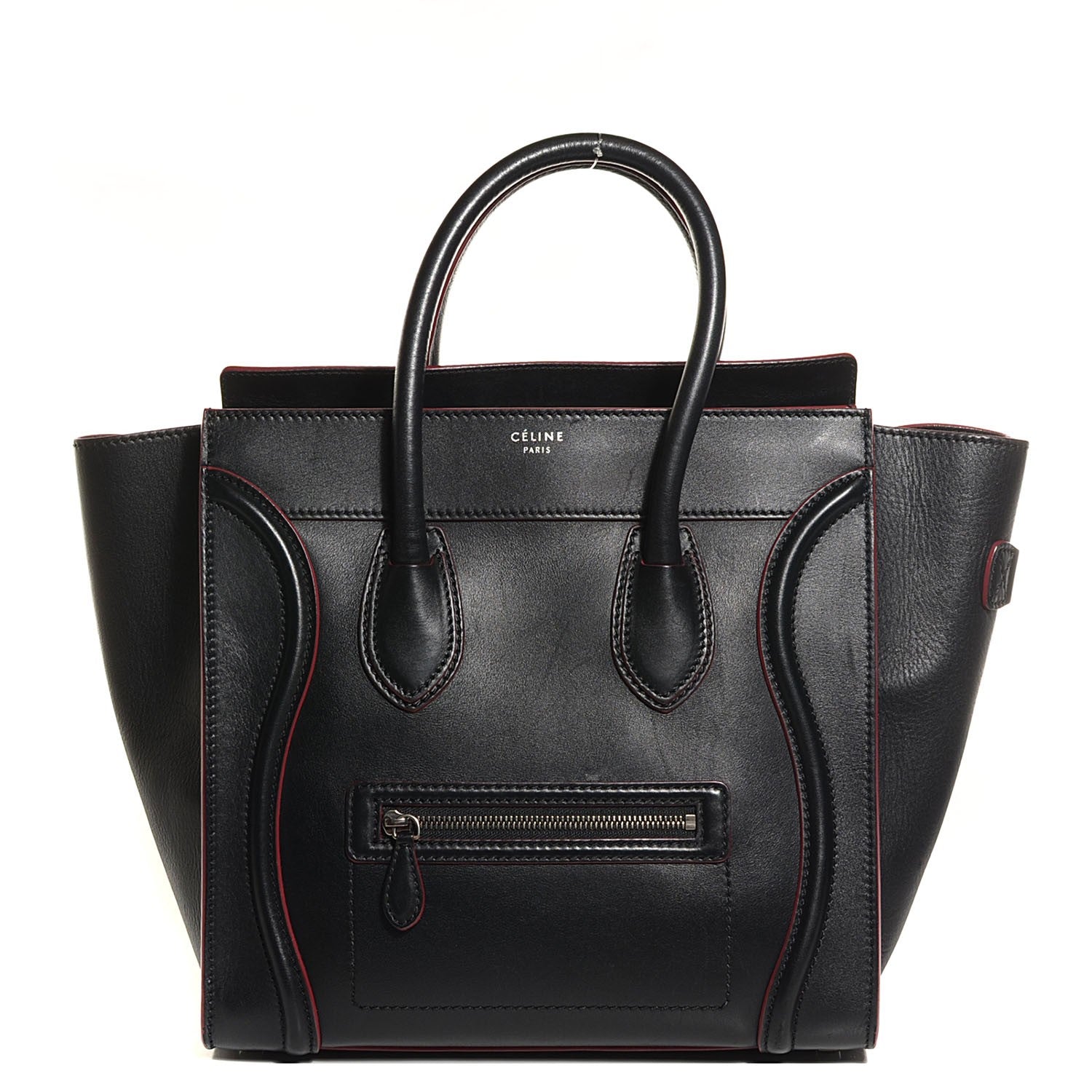 Celine Smooth Calfskin Mini Luggage Black Pink Trim 1 of 9