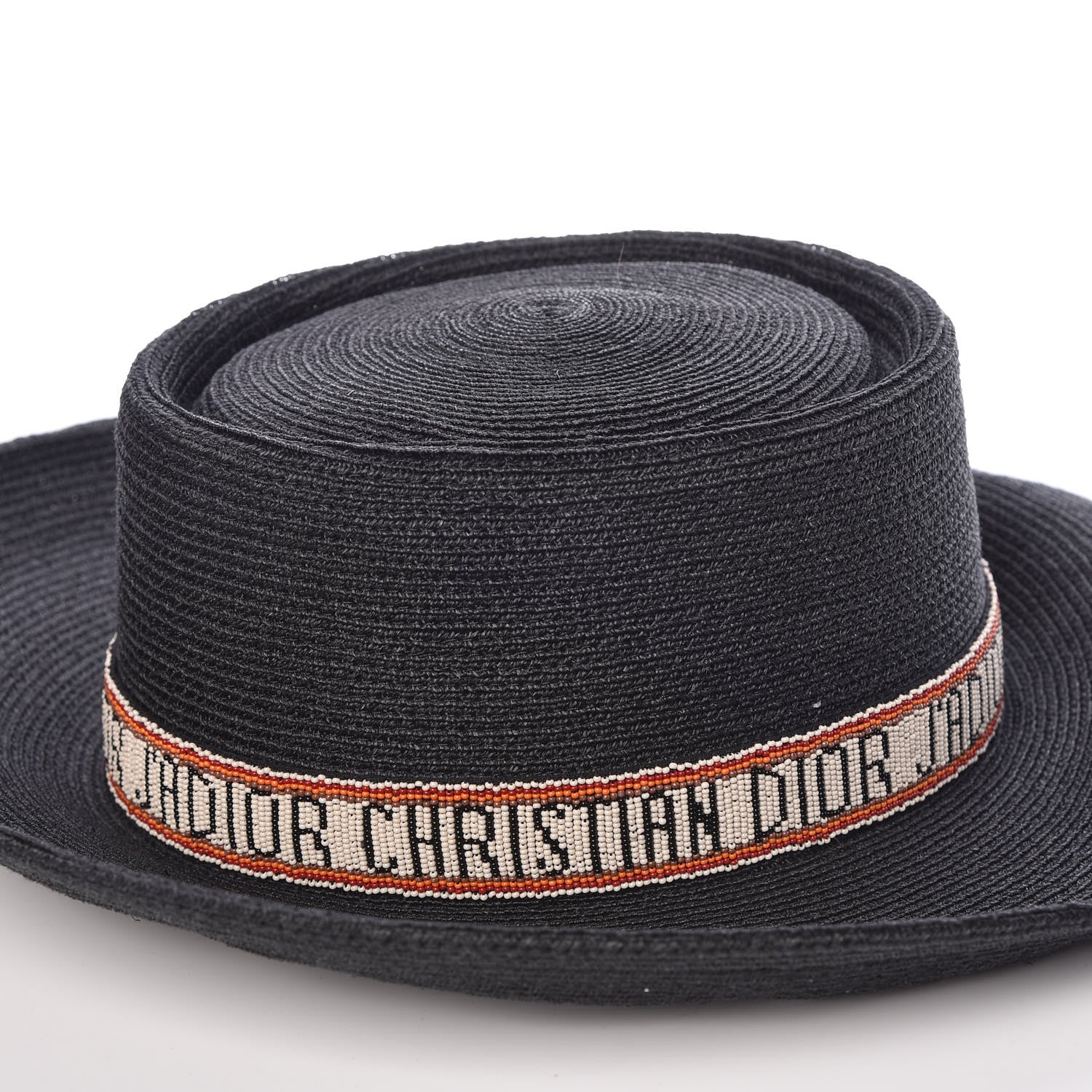 Christian Dior Hemp Beaded Logo Hat 57 Black 7 of 9