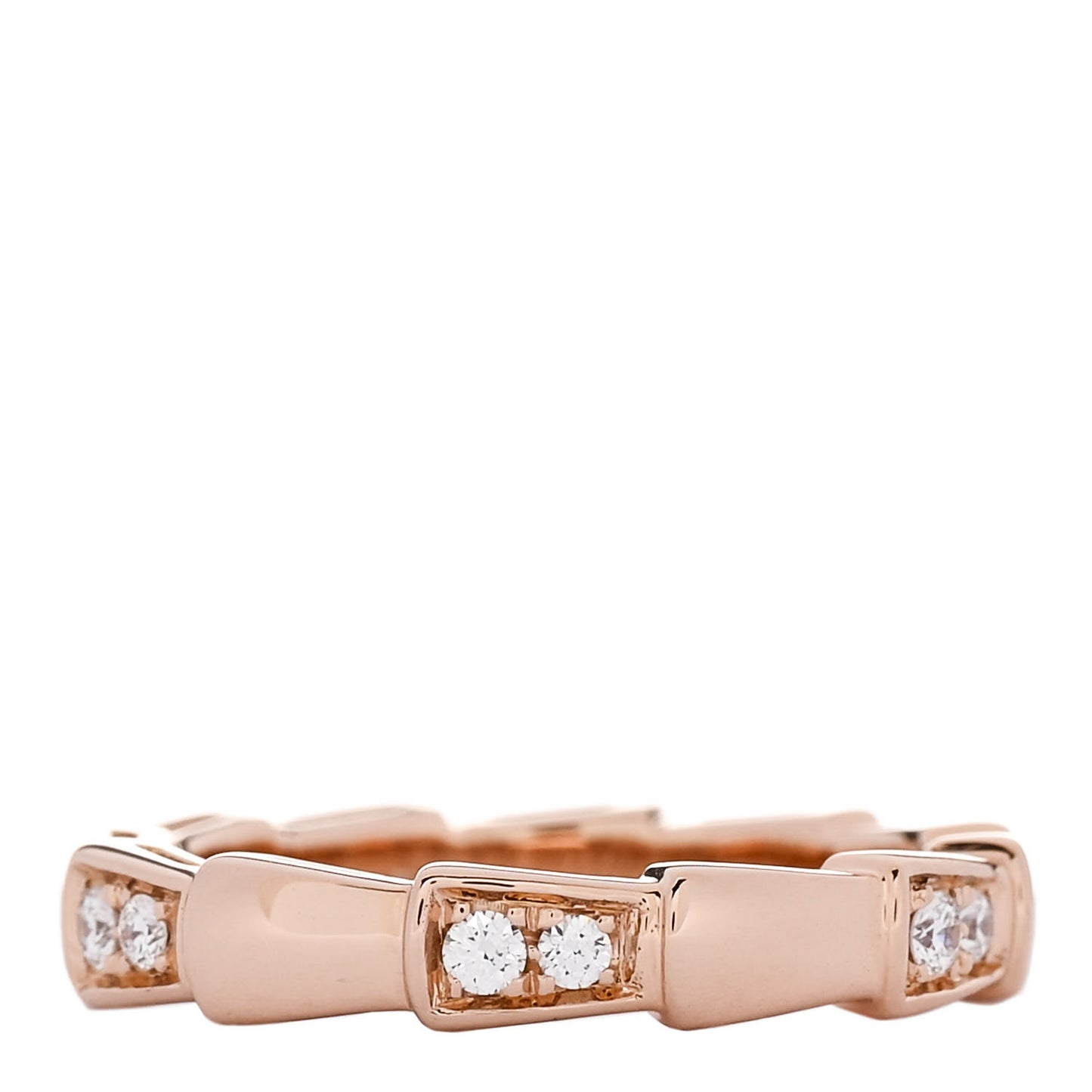 18K Rose Gold Diamond Serpenti Viper Ring 50 5.25