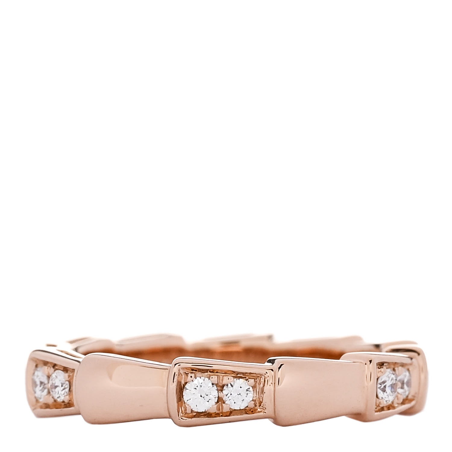 Bulgari 18K Rose Gold Diamond Serpenti Viper Ring 50 5.25 1 of 5