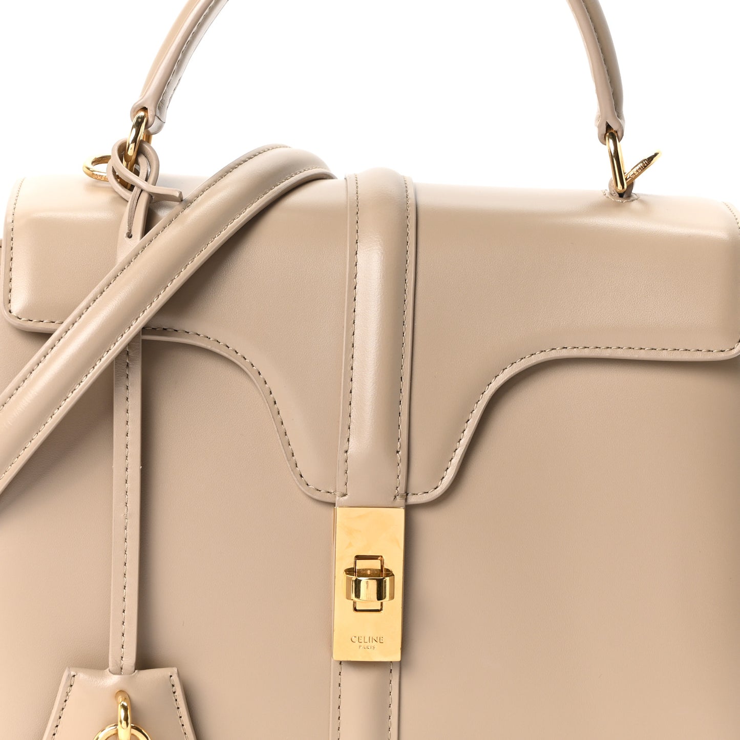 Satinated Calfskin Small 16 Top Handle Bag Nude