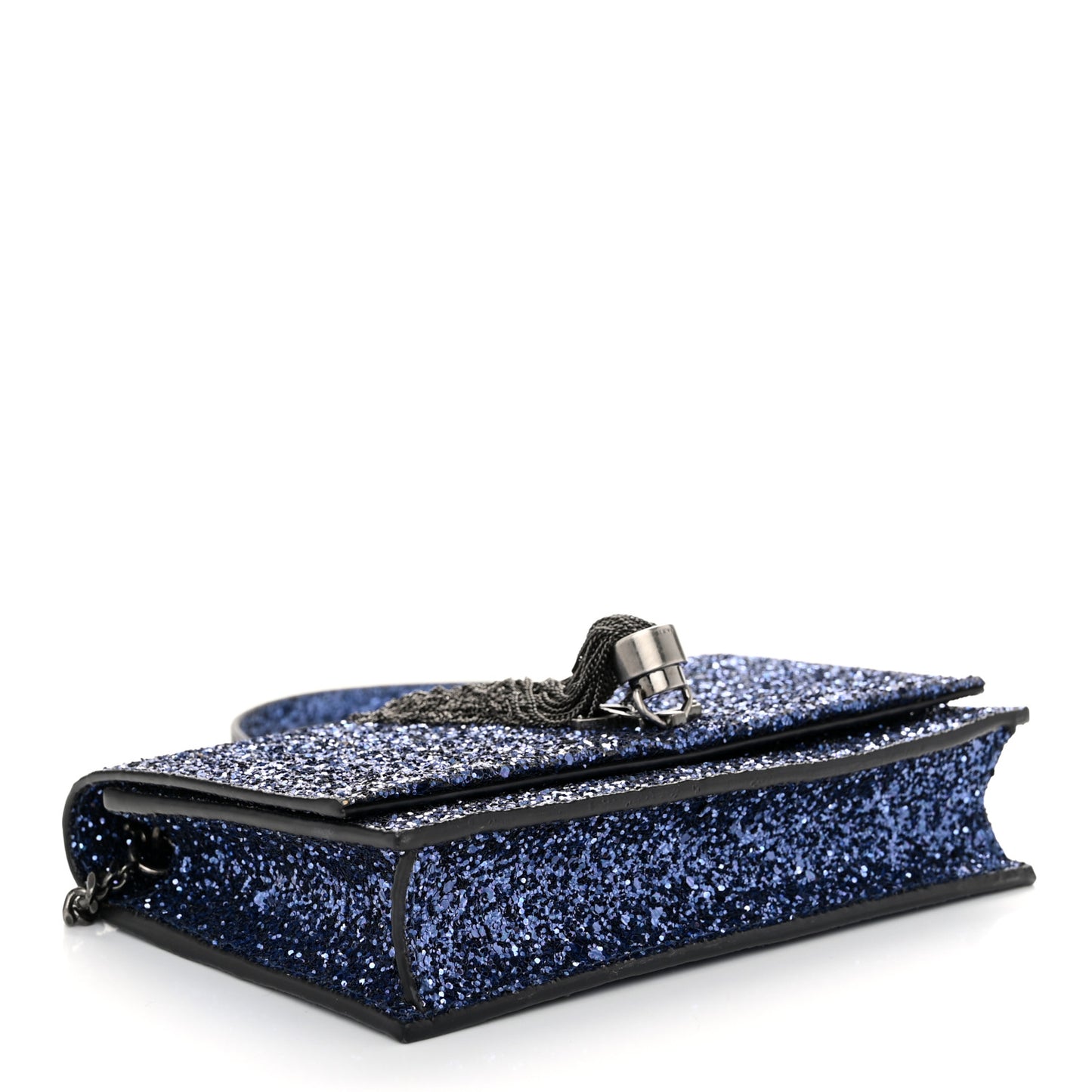 Metallic Glitter Classic Monogram Kate Tassel Chain Wallet North Sea