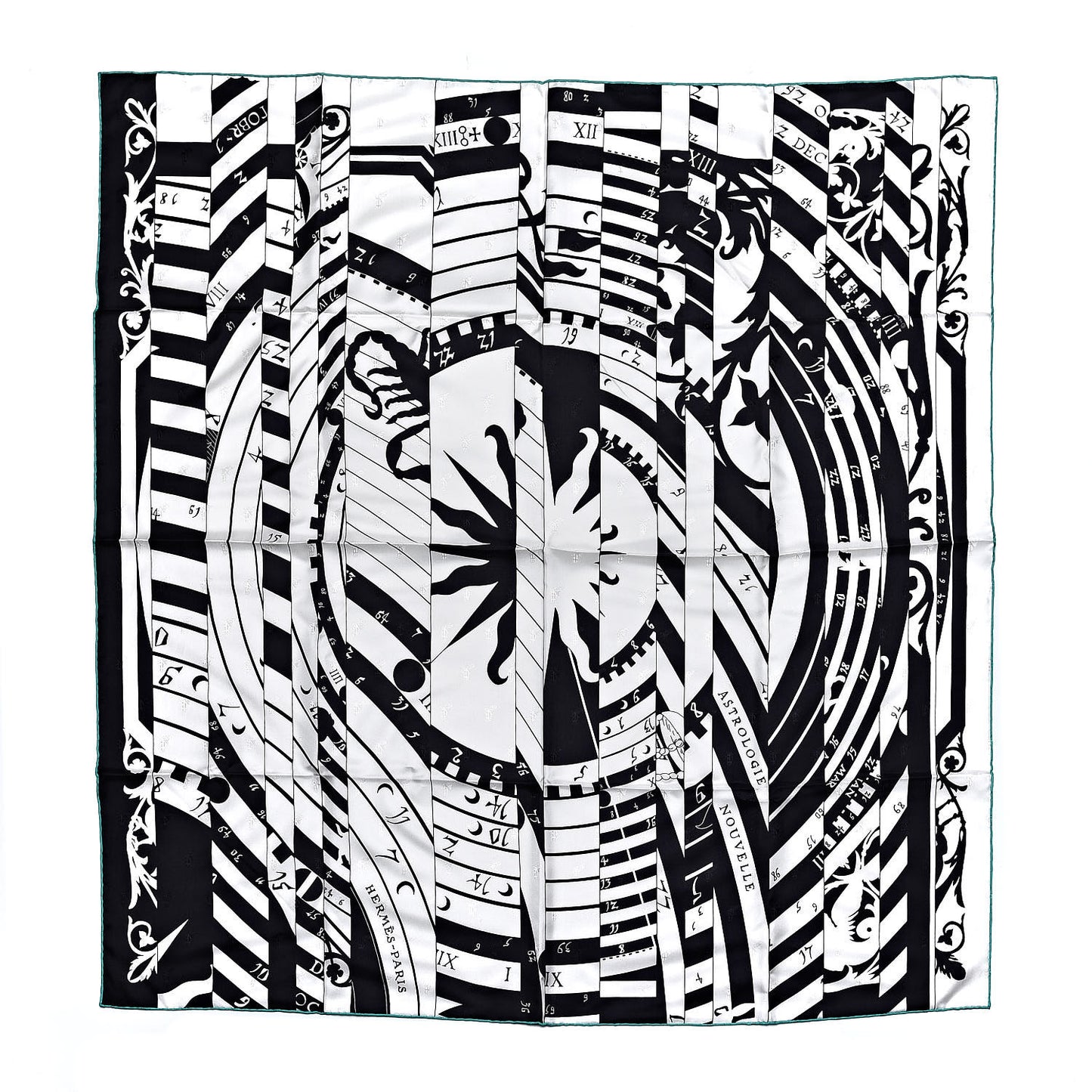Silk Astrologie Nouvelle Tattoo Scarf 90 Black White