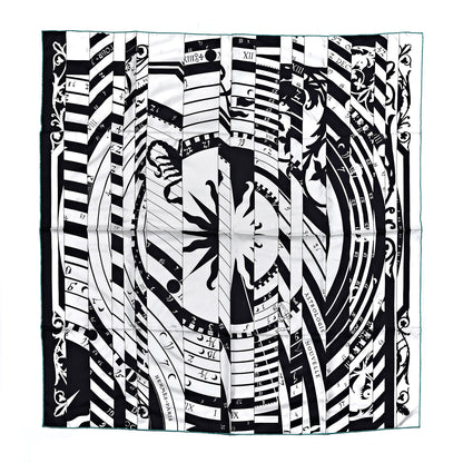 Hermes Silk Astrologie Nouvelle Tattoo Scarf 90 Black White 1 of 8
