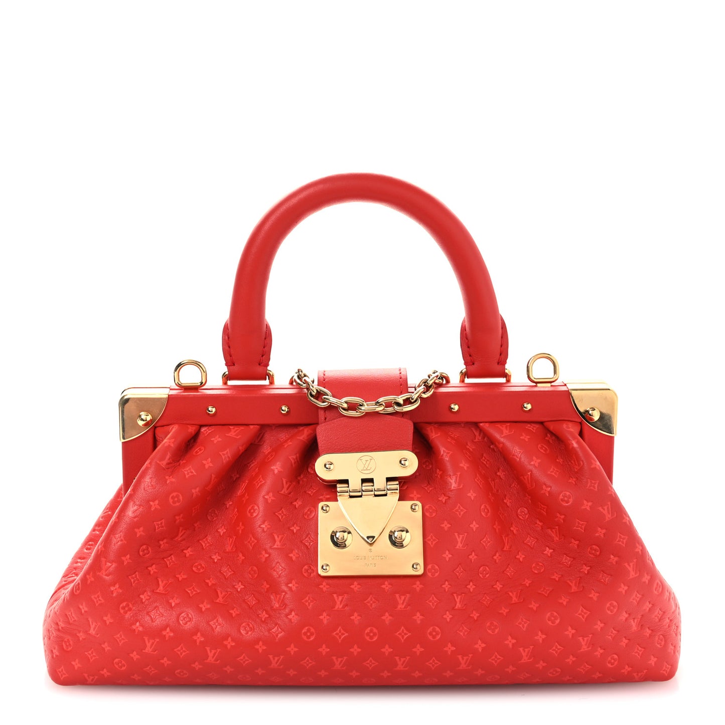 Calfskin Nanogram Embossed Clutch Red