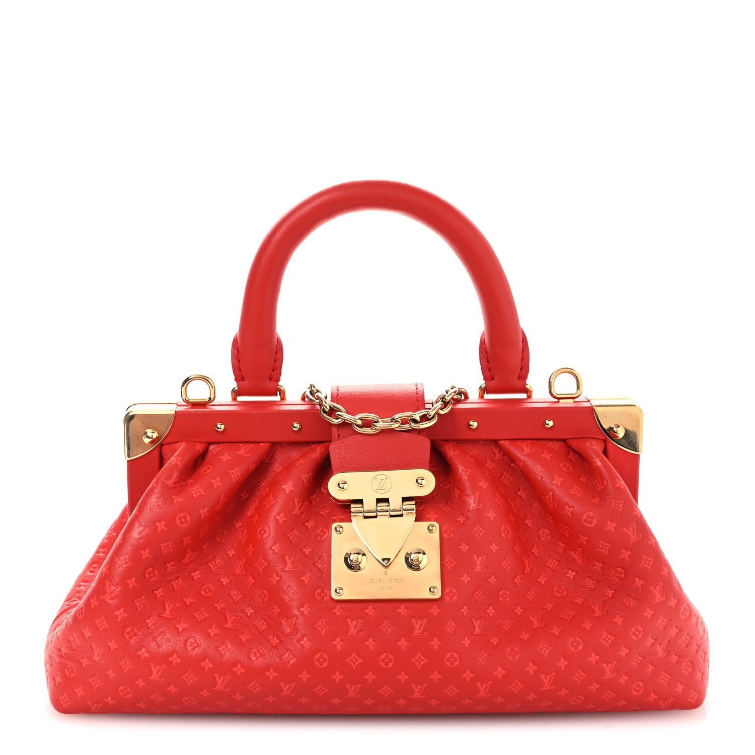 Louis Vuitton Calfskin Nanogram Embossed Clutch Red 1 of 11