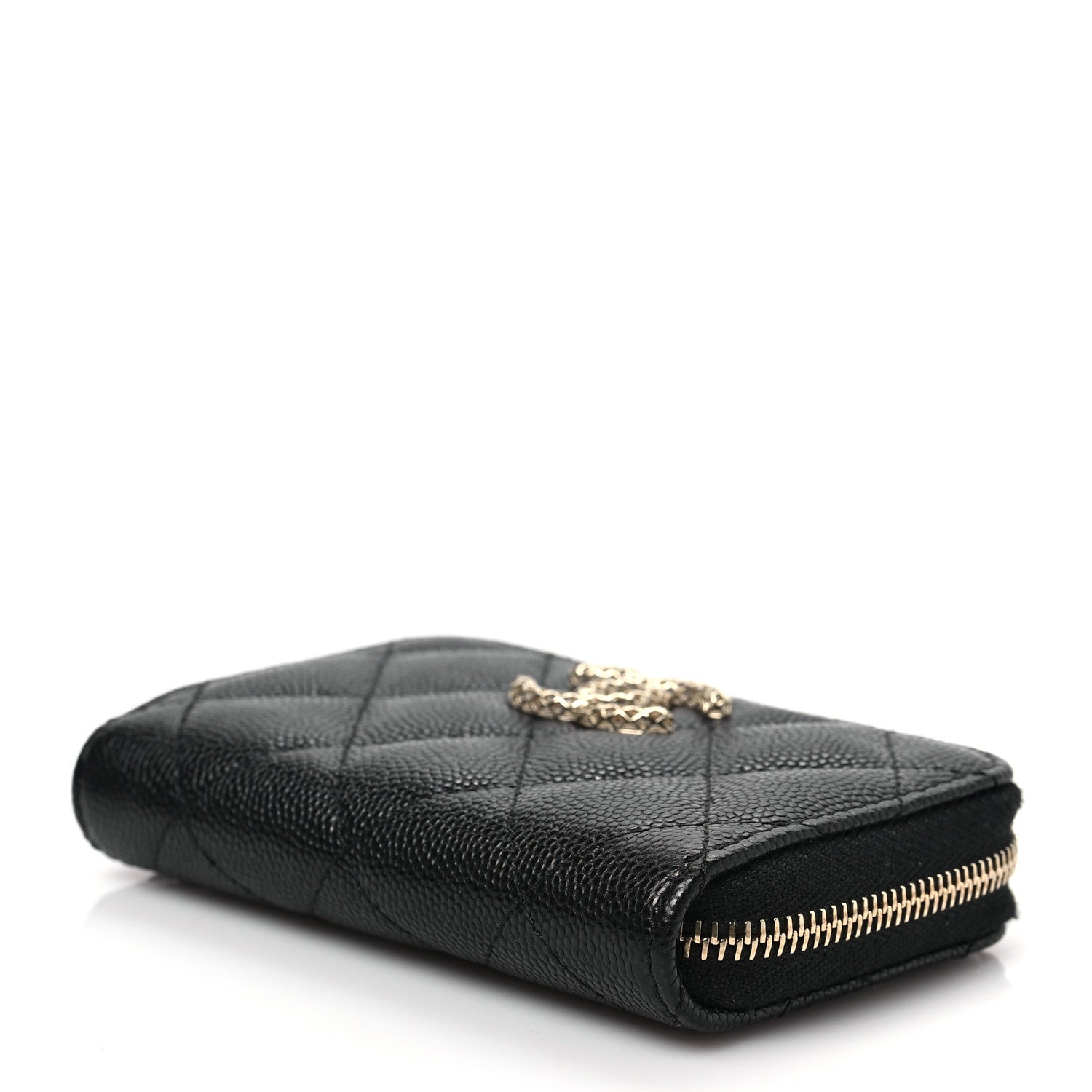 Chanel Caviar Quilted Perforated CC Zip Coin Purse Black 8 of 8